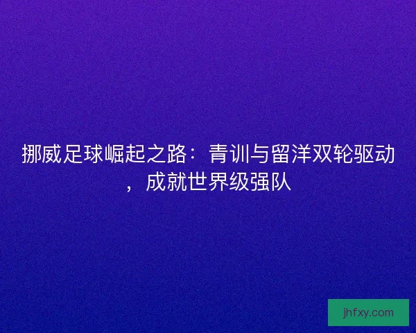 挪威足球崛起之路：青训与留洋双轮驱动，成就世界级强队