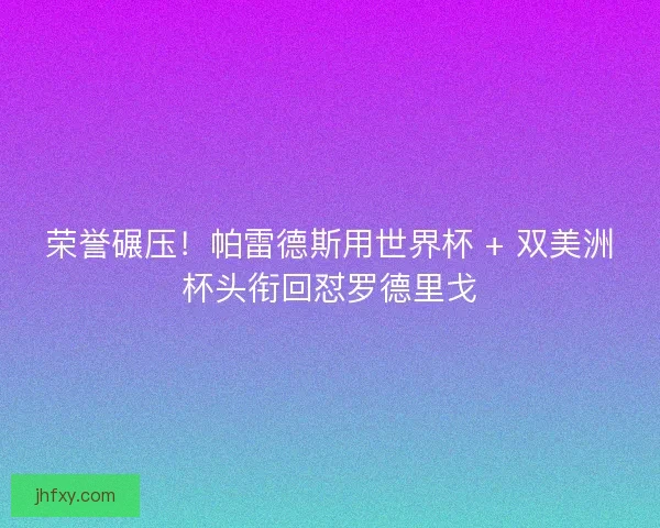 荣誉碾压！帕雷德斯用世界杯 + 双美洲杯头衔回怼罗德里戈