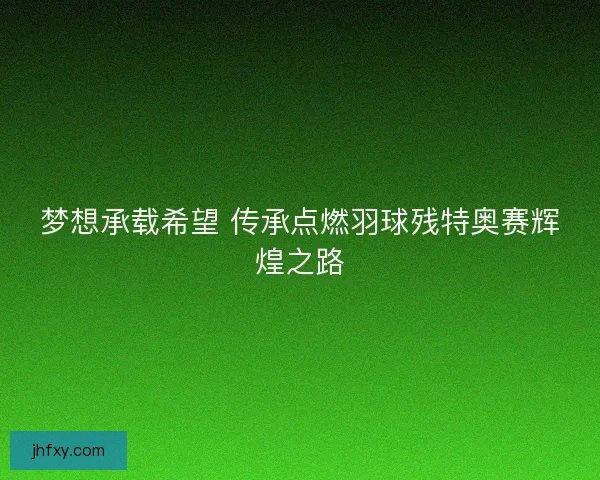 梦想承载希望 传承点燃羽球残特奥赛辉煌之路 梦想承载希望 传承点燃羽球残特奥赛辉煌之路
